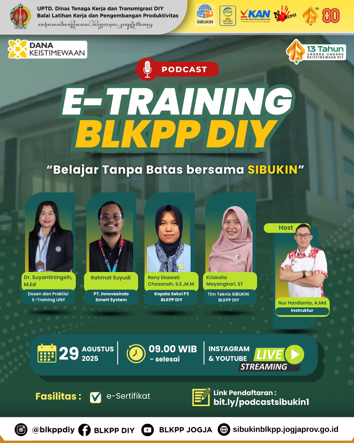 Penasaran dengan E-TRAINING SIBUKIN BLKPP DIY yang akan datang?